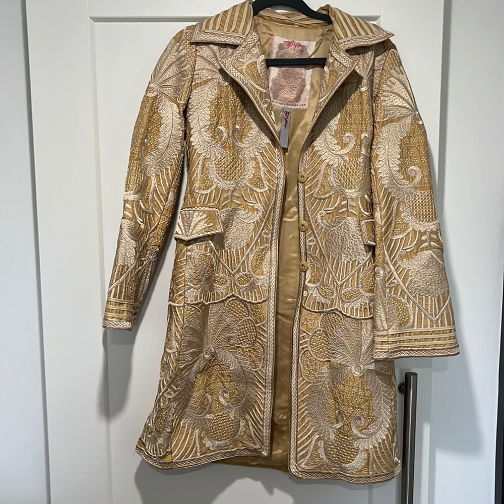 Boya collection for Johnny Was…lined, gold, jacquard jacket.
